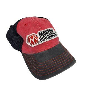 Morton Buildings Trucker Hat Cap Mesh Snapback Black Red White Adult OS